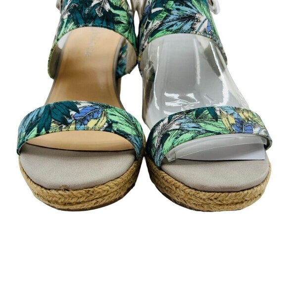 Bella Vita Womens 9 WW Floral Espadrille Grayson Wedge Sandals With Buckle Tropi - Picture 7 of 13
